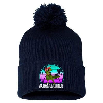 Mamasaurus Rex Mama Dinosaur Retro Dino Pom Pom 12in Knit Beanie