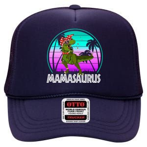 Mamasaurus Rex Mama Dinosaur Retro Dino High Crown Mesh Back Trucker Hat