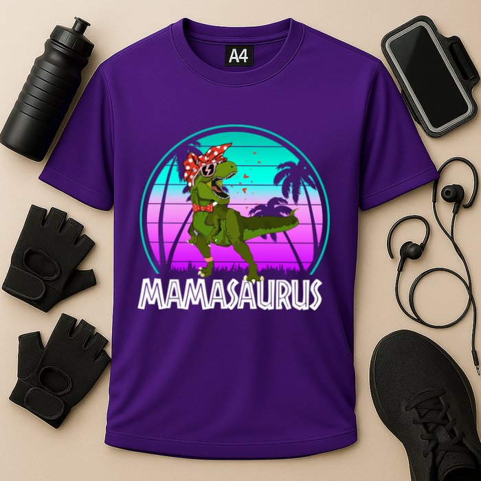 Mamasaurus Rex Mama Dinosaur Retro Dino Cooling Performance Crew T-Shirt