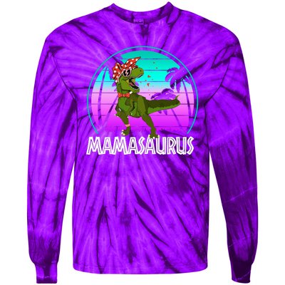 Mamasaurus Rex Mama Dinosaur Retro Dino Tie-Dye Long Sleeve Shirt