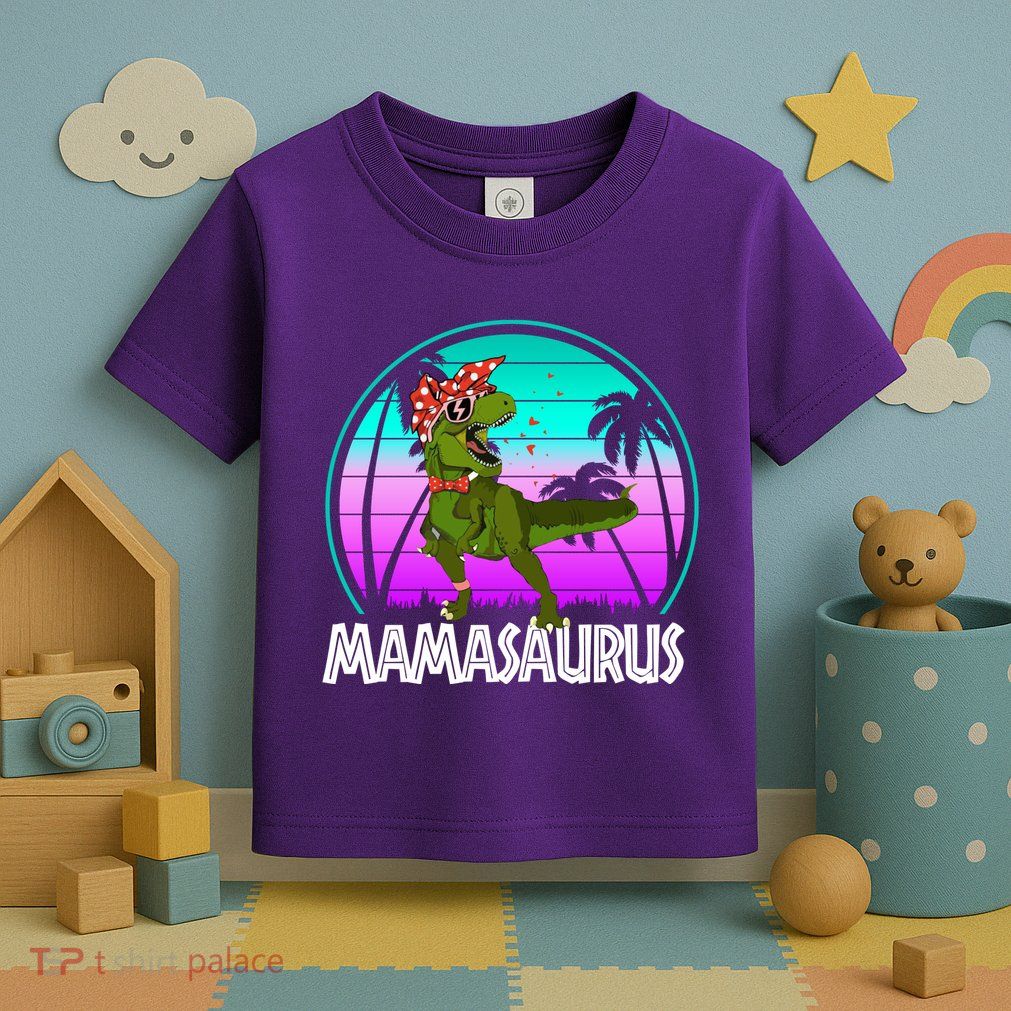 Mamasaurus Rex Mama Dinosaur Retro Dino Toddler T-Shirt