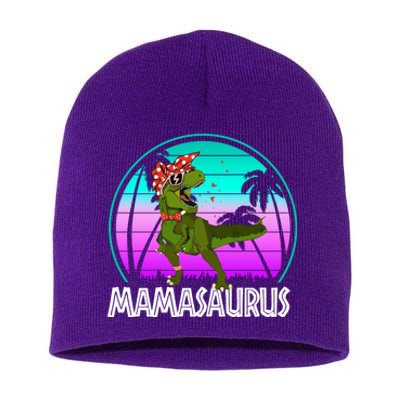 Mamasaurus Rex Mama Dinosaur Retro Dino Short Acrylic Beanie