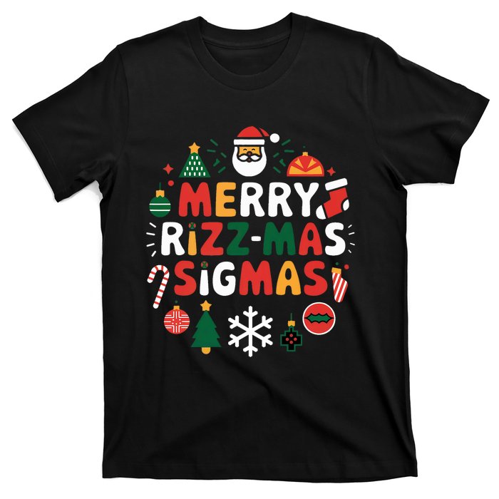 Merry Rizz Mas Sigmas Gen Alpha Middle School Christmas T-Shirt