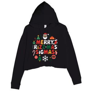 Merry Rizz Mas Sigmas Gen Alpha Middle School Christmas Crop Fleece Hoodie