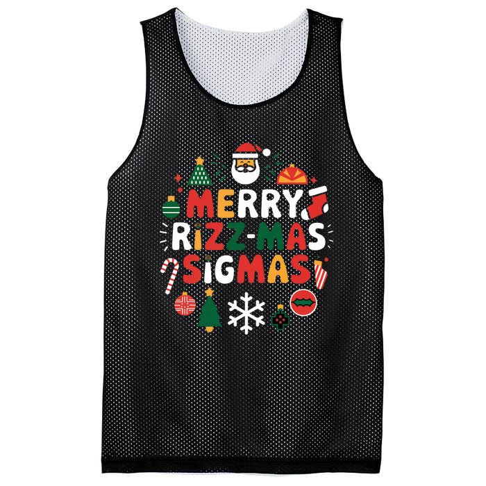 Merry Rizz Mas Sigmas Gen Alpha Middle School Christmas Mesh Reversible Basketball Jersey Tank