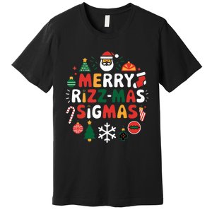 Merry Rizz Mas Sigmas Gen Alpha Middle School Christmas Premium T-Shirt