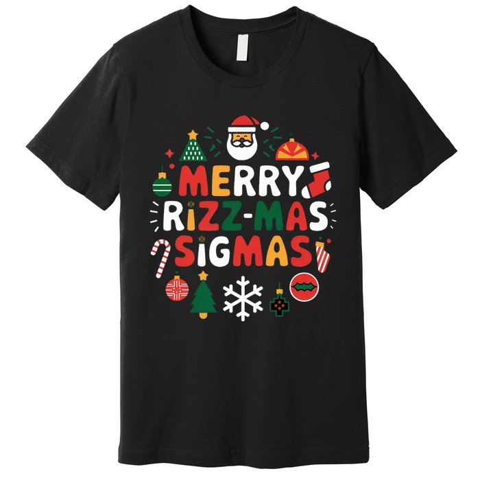 Merry Rizz Mas Sigmas Gen Alpha Middle School Christmas Premium T-Shirt