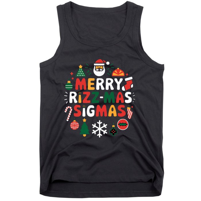 Merry Rizz Mas Sigmas Gen Alpha Middle School Christmas Tank Top