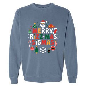 Merry Rizz Mas Sigmas Gen Alpha Middle School Christmas Garment-Dyed Sweatshirt