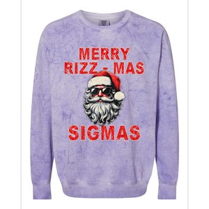 Merry Rizz Mas Sigmas Cool Santa Face Gen Alpha Christmas Colorblast Crewneck Sweatshirt