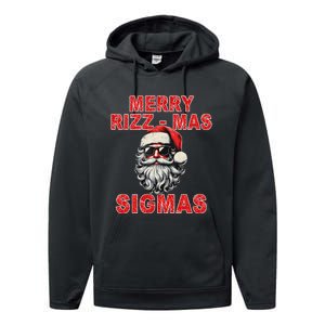 Merry Rizz Mas Sigmas Cool Santa Face Gen Alpha Christmas Performance Fleece Hoodie