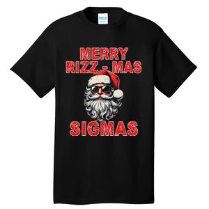 Merry Rizz Mas Sigmas Cool Santa Face Gen Alpha Christmas Tall T-Shirt