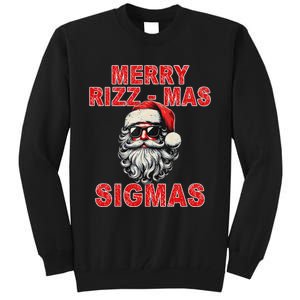 Merry Rizz Mas Sigmas Cool Santa Face Gen Alpha Christmas Tall Sweatshirt