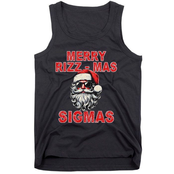 Merry Rizz Mas Sigmas Cool Santa Face Gen Alpha Christmas Tank Top