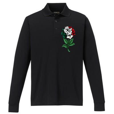 Mexican Rose Mexico Pride Performance Long Sleeve Polo