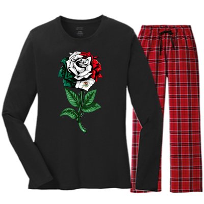 Mexican Rose Mexico Pride Women's Long Sleeve Flannel Pajama Set 