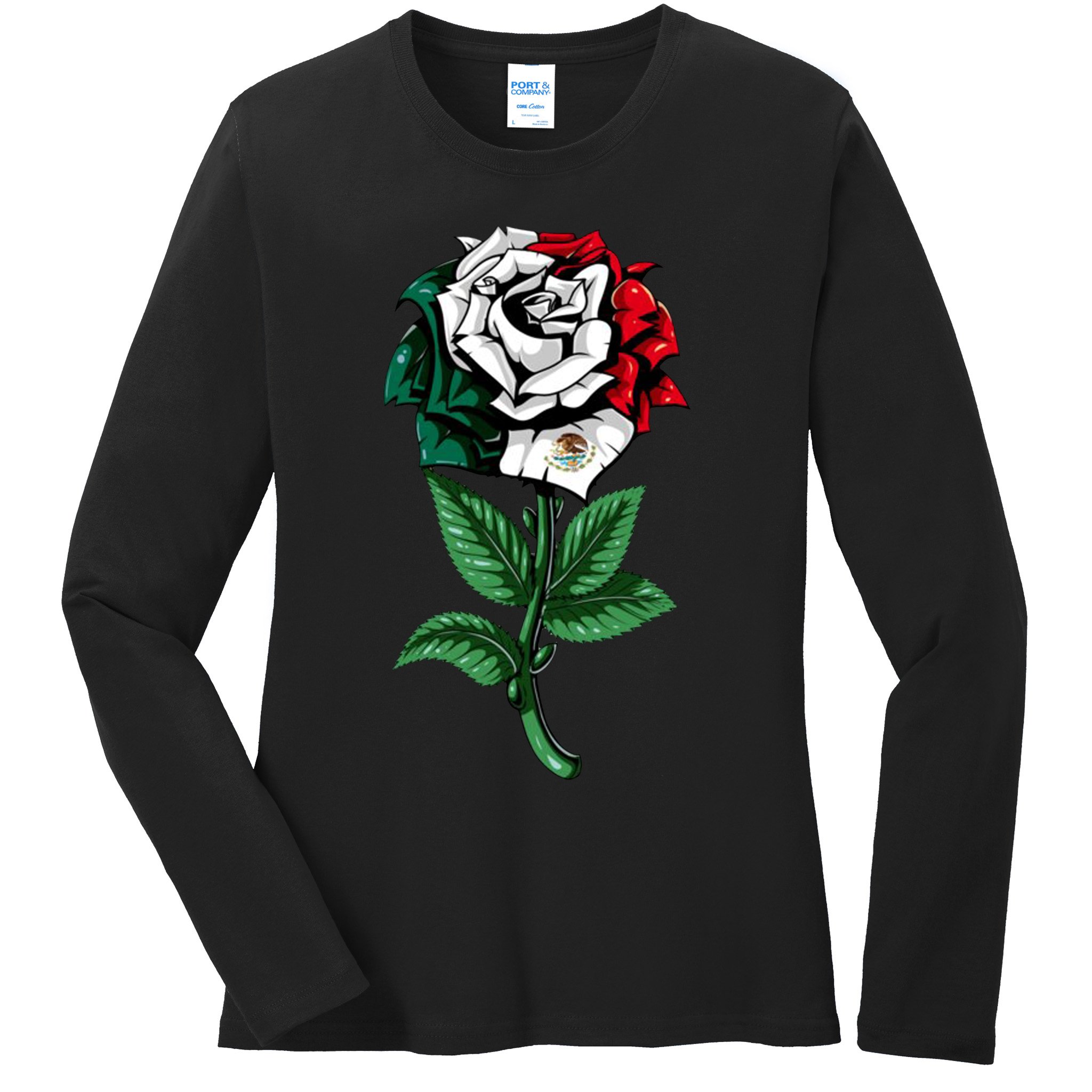Mexican Rose Mexico Pride Ladies Long Sleeve Shirt