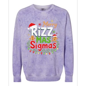 Merry Rizz Mas Sigmas Santa Hat Christmas Lights Gingerbread Colorblast Crewneck Sweatshirt