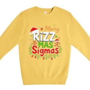 Merry Rizz Mas Sigmas Santa Hat Christmas Lights Gingerbread Premium Crewneck Sweatshirt