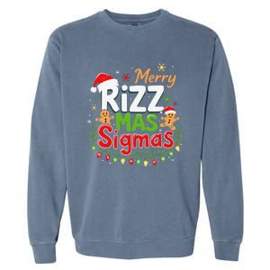 Merry Rizz Mas Sigmas Santa Hat Christmas Lights Gingerbread Garment-Dyed Sweatshirt