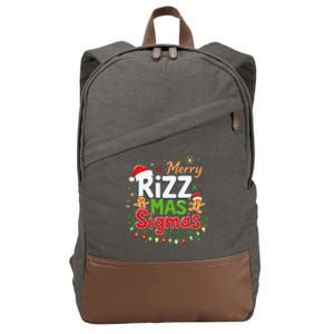 Merry Rizz Mas Sigmas Santa Hat Christmas Lights Gingerbread Cotton Canvas Backpack