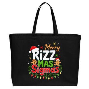 Merry Rizz Mas Sigmas Santa Hat Christmas Lights Gingerbread Cotton Canvas Jumbo Tote