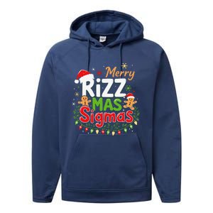 Merry Rizz Mas Sigmas Santa Hat Christmas Lights Gingerbread Performance Fleece Hoodie