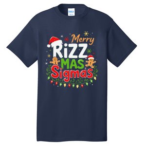 Merry Rizz Mas Sigmas Santa Hat Christmas Lights Gingerbread Tall T-Shirt