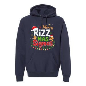 Merry Rizz Mas Sigmas Santa Hat Christmas Lights Gingerbread Premium Hoodie