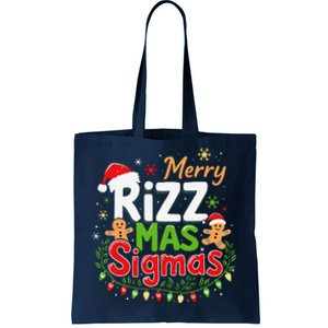 Merry Rizz Mas Sigmas Santa Hat Christmas Lights Gingerbread Tote Bag