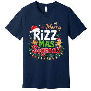 Merry Rizz Mas Sigmas Santa Hat Christmas Lights Gingerbread Premium T-Shirt