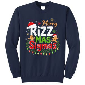 Merry Rizz Mas Sigmas Santa Hat Christmas Lights Gingerbread Tall Sweatshirt