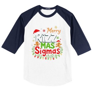 Merry Rizz Mas Sigmas Santa Hat Christmas Lights Gingerbread Baseball Sleeve Shirt