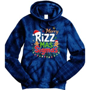 Merry Rizz Mas Sigmas Santa Hat Christmas Lights Gingerbread Tie Dye Hoodie