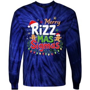 Merry Rizz Mas Sigmas Santa Hat Christmas Lights Gingerbread Tie-Dye Long Sleeve Shirt