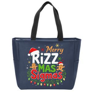 Merry Rizz Mas Sigmas Santa Hat Christmas Lights Gingerbread Zip Tote Bag