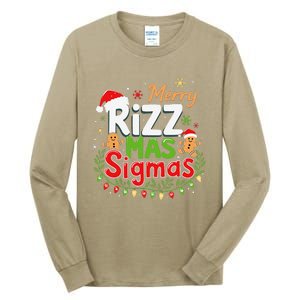 Merry Rizz Mas Sigmas Santa Hat Christmas Lights Gingerbread Tall Long Sleeve T-Shirt