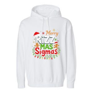 Merry Rizz Mas Sigmas Santa Hat Christmas Lights Gingerbread Garment-Dyed Fleece Hoodie