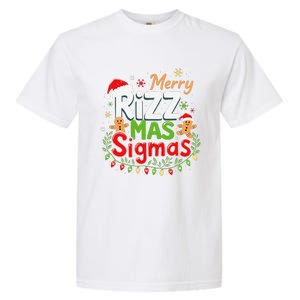 Merry Rizz Mas Sigmas Santa Hat Christmas Lights Gingerbread Garment-Dyed Heavyweight T-Shirt