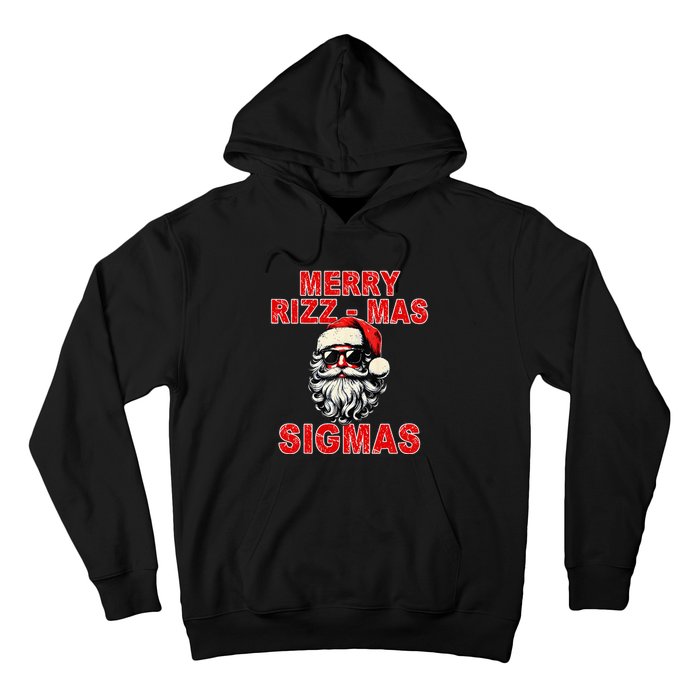 Merry Rizz Mas Sigmas Cool Santa Face Gen Alpha Christmas Hoodie