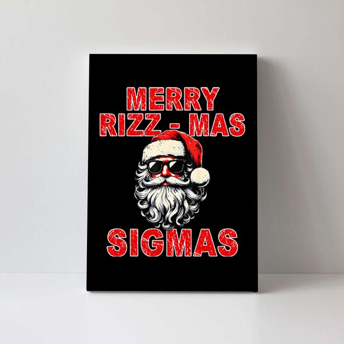 Merry Rizz Mas Sigmas Cool Santa Face Gen Alpha Christmas Canvas