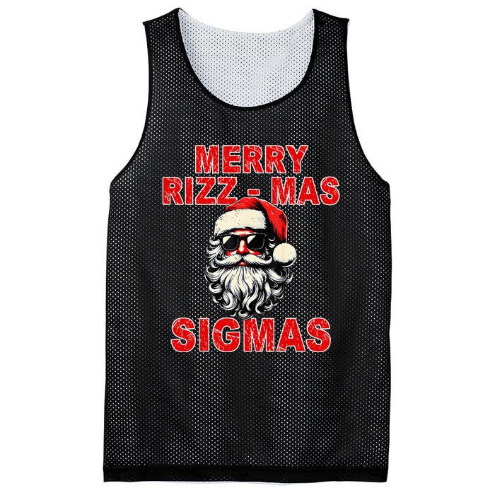 Merry Rizz Mas Sigmas Cool Santa Face Gen Alpha Christmas Mesh Reversible Basketball Jersey Tank