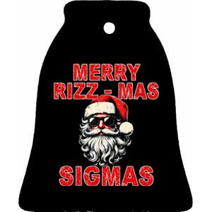 Merry Rizz Mas Sigmas Cool Santa Face Gen Alpha Christmas Ceramic Bell Ornament