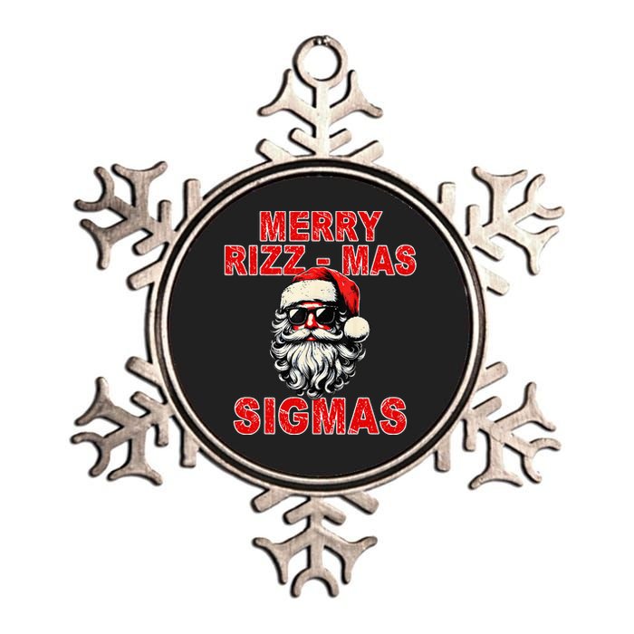 Merry Rizz Mas Sigmas Cool Santa Face Gen Alpha Christmas Metallic Star Ornament