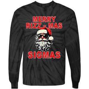 Merry Rizz Mas Sigmas Cool Santa Face Gen Alpha Christmas Tie-Dye Long Sleeve Shirt