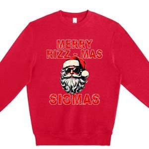 Merry Rizz Mas Sigmas Cool Santa Face Gen Alpha Christmas Premium Crewneck Sweatshirt