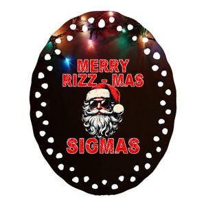 Merry Rizz Mas Sigmas Cool Santa Face Gen Alpha Christmas Ceramic Oval Ornament