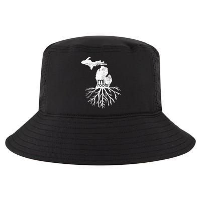 Mi Roots Michigan Map Native Michigander Gift Home State Gift Cool Comfort Performance Bucket Hat