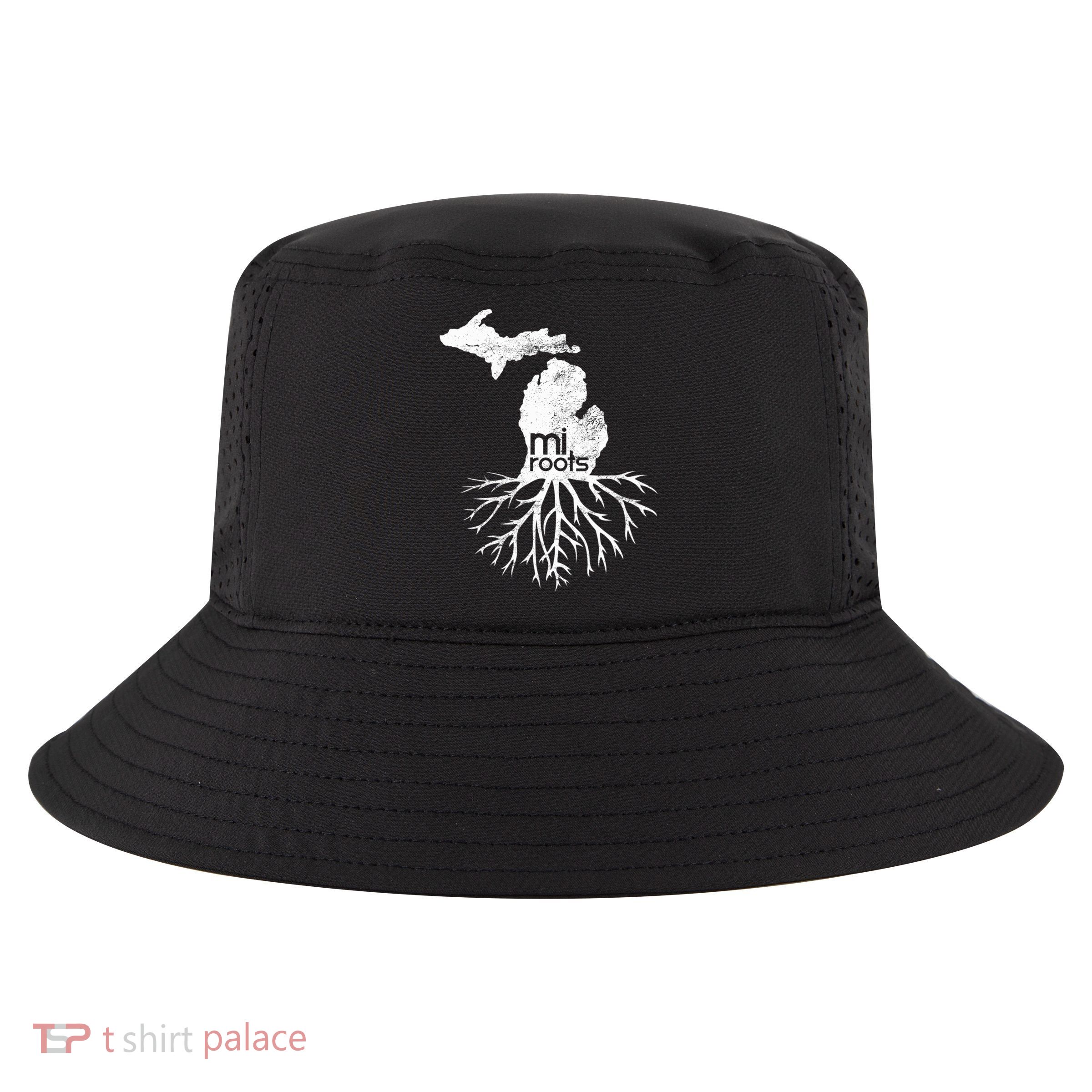 Mi Roots Michigan Map Native Michigander Gift Home State Gift Cool Comfort Performance Bucket Hat