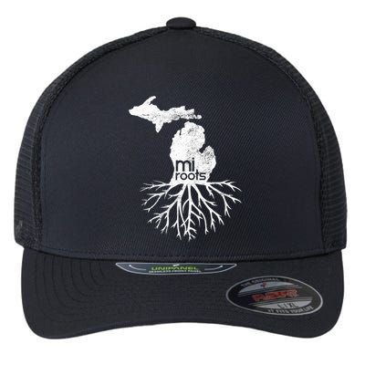 Mi Roots Michigan Map Native Michigander Gift Home State Gift Flexfit Unipanel Trucker Cap